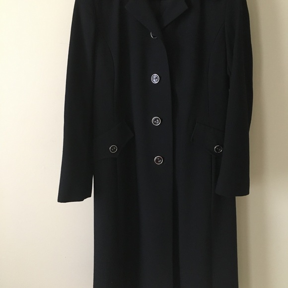 Vtg BlackWool Overcoat Fully Lined Single Breasted - Picture 2 of 9